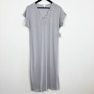 Charter Club Modal Blend Lace Trim Nightgown in Steely Glacier Size X-Small